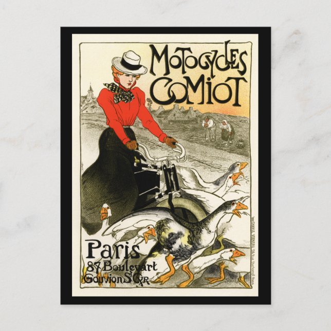 Carte Postale Motocycles Comiot, Steinlen (Devant)