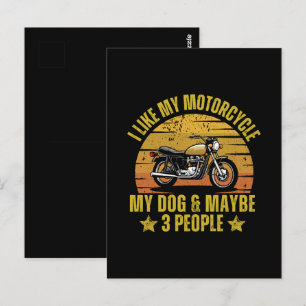 Carte Postale Motocyclette de chien