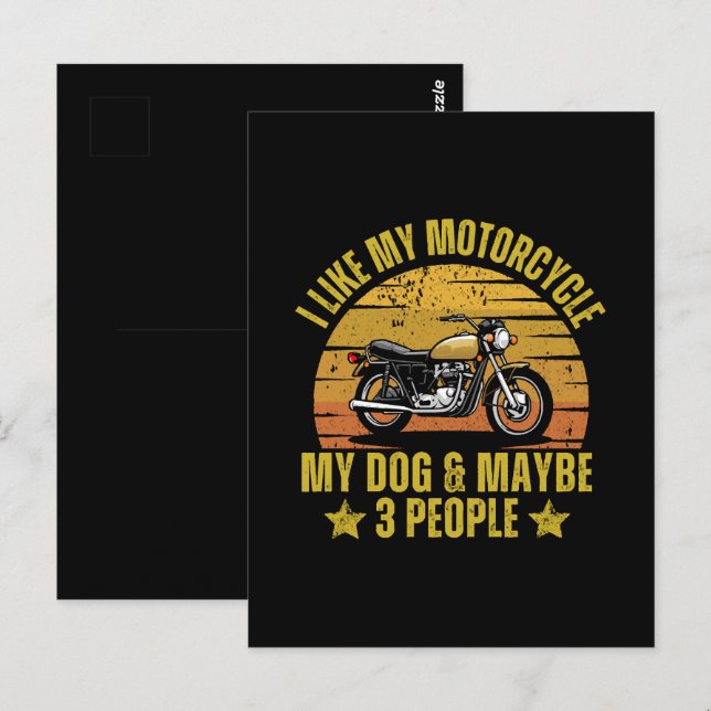 Carte Postale Motocyclette de chien (Devant / Derrière)