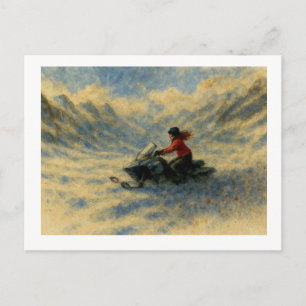 Carte Postale Motoneige dans les montagnes,