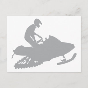 Carte Postale Motoneige gris argent