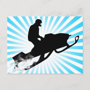 Carte Postale motoneige. piste en poudre.