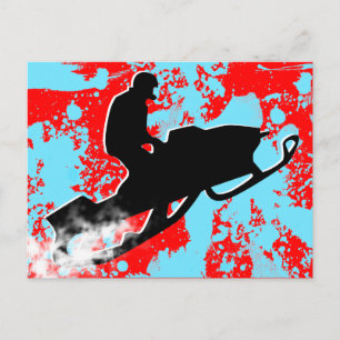 Carte Postale motoneige. piste en poudre.