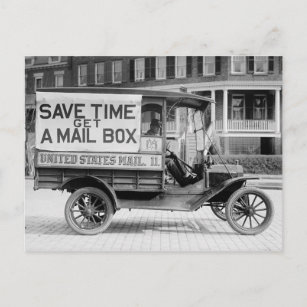Carte Postale Motorized Mail Wagon par le Département de Poste a