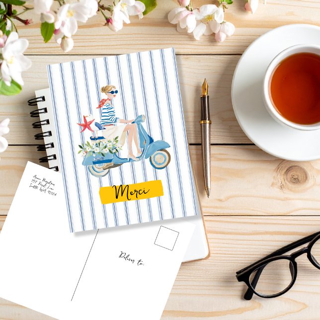 Carte Postale Motorscooter de bord de mer (Créateur téléchargé)