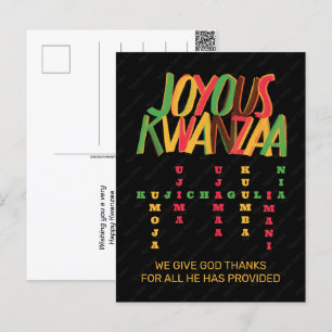 Carte Postale Mots croisés joyeux des principes de KWANZAA