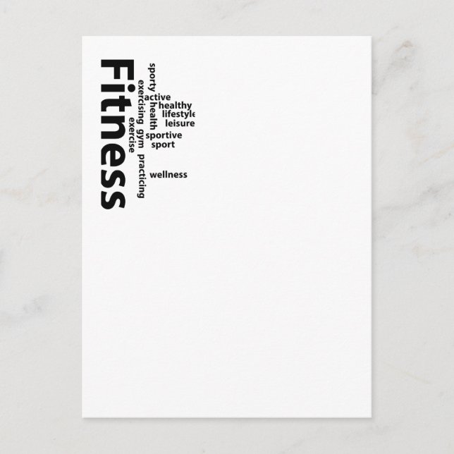 Carte Postale Mots de fitness (Devant)
