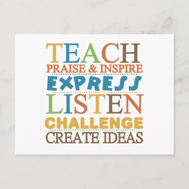 Carte Postale Mots De L'Enseignant À Vivre Par (Devant)