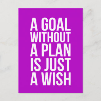 CARTE POSTALE MOTS DE SAGESSE UN OBJECTIF SANS PLAN N'EST QU'UNE