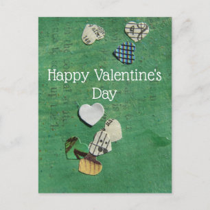 Carte Postale Mots et coeurs Collage Abstrait, Saint-Valentin