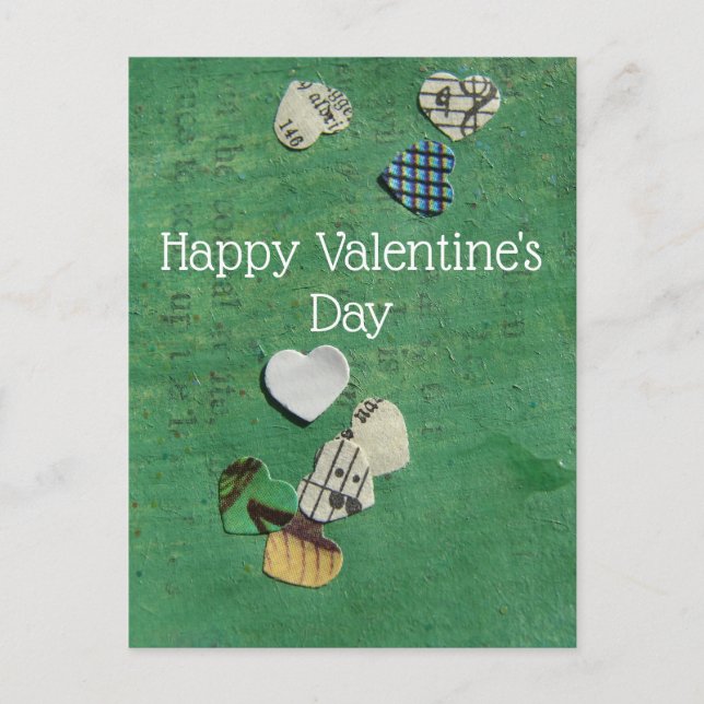 Carte Postale Mots et coeurs Collage Abstrait, Saint-Valentin (Devant)