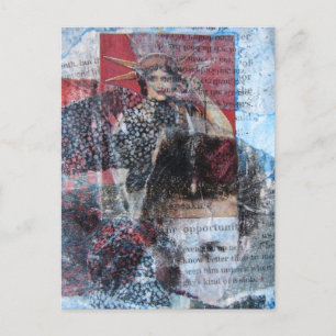 Carte Postale Mots et femmes Collage Abstrait