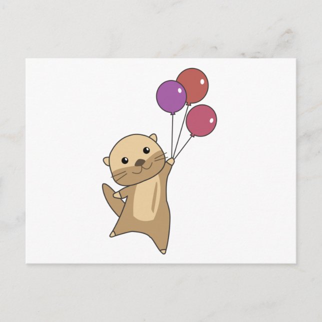 Carte Postale Mouches D'Animal Douces À La Loupe Avec Ballons Ve (Devant)