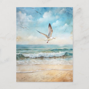 Carte Postale Mouette oiseau marin plage côtière