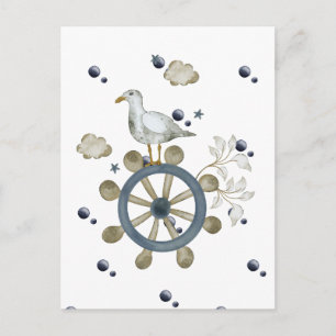Carte Postale Mouette qui fait de l'auto-stop