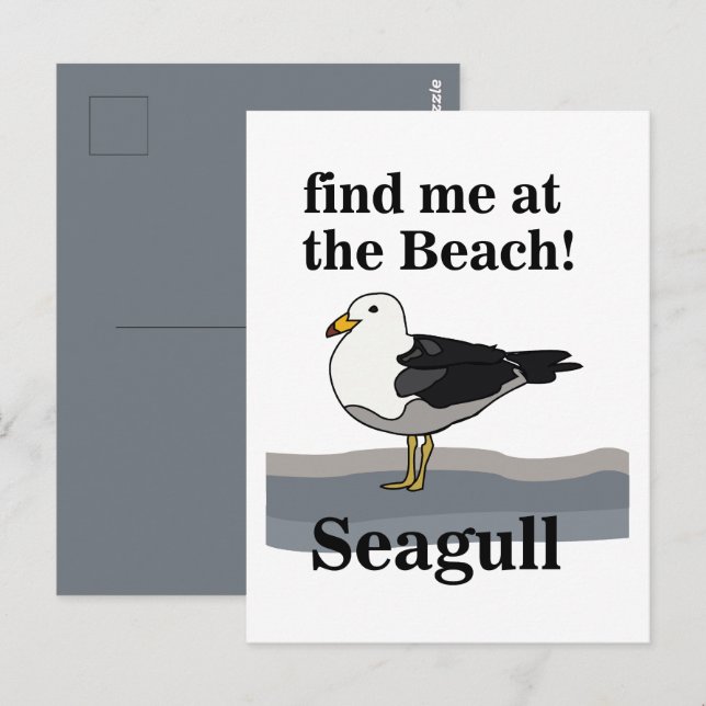 Carte Postale Mouette Trouvez-Moi À La Plage Oiseau Drôle (Devant / Derrière)