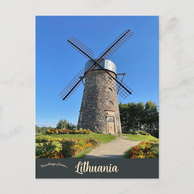 Carte Postale Moulin à vent à Pakruojis Lituanie (Devant)