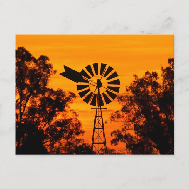 Carte Postale Moulin à vent au coucher du soleil, Australie (Devant)