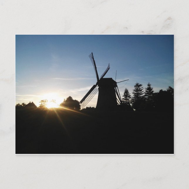 Carte Postale Moulin à vent au lever du soleil (Devant)