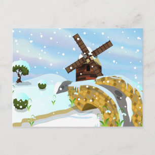 Carte Postale Moulin à vent des perce-neige