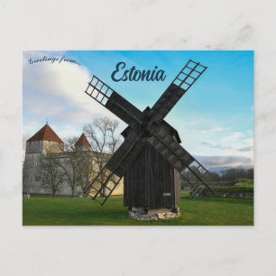 Carte Postale Moulin à vent et château de Kuressaare Estonie
