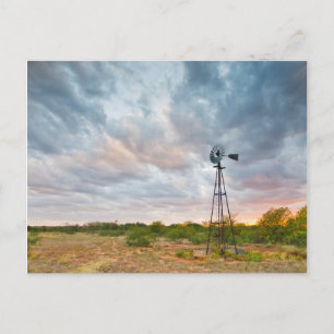 Carte Postale Moulin à vent et nuages au coucher du soleil