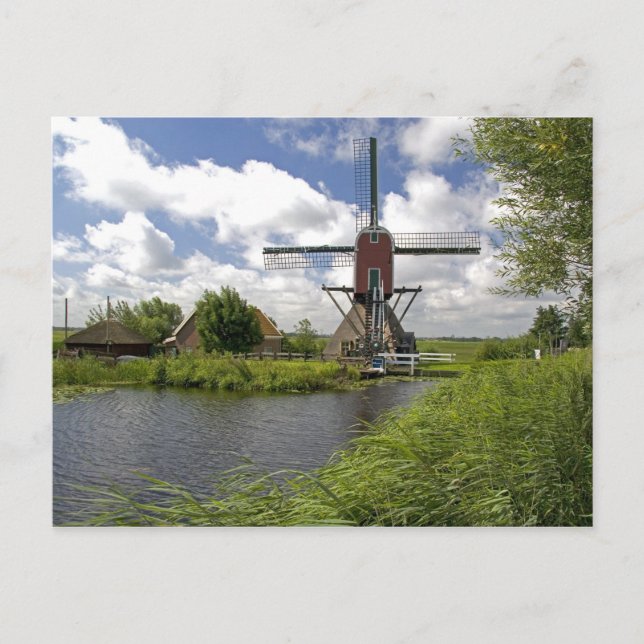 Carte Postale Moulin à vent le long d'un canal à l'est de Leiden (Devant)