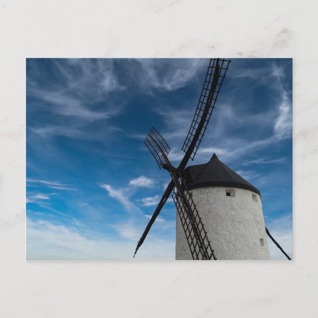 Carte Postale moulin à vent noir blanc (Devant)