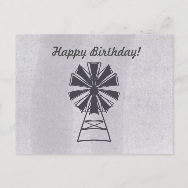 Carte Postale Moulin à vent pour tous les anniversaires (Devant)