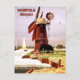 Carte Postale Moulin à vent sur la côte de Norfolk Broads, voyag