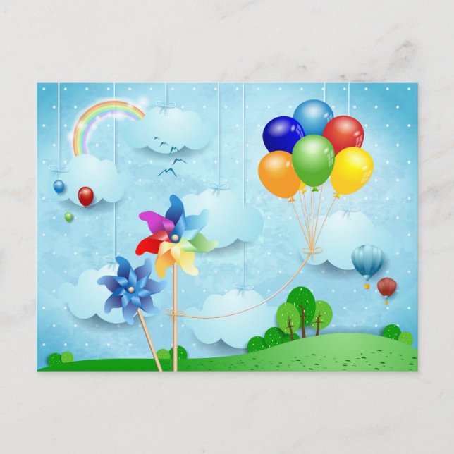 Carte Postale Moulinets et ballons (Devant)
