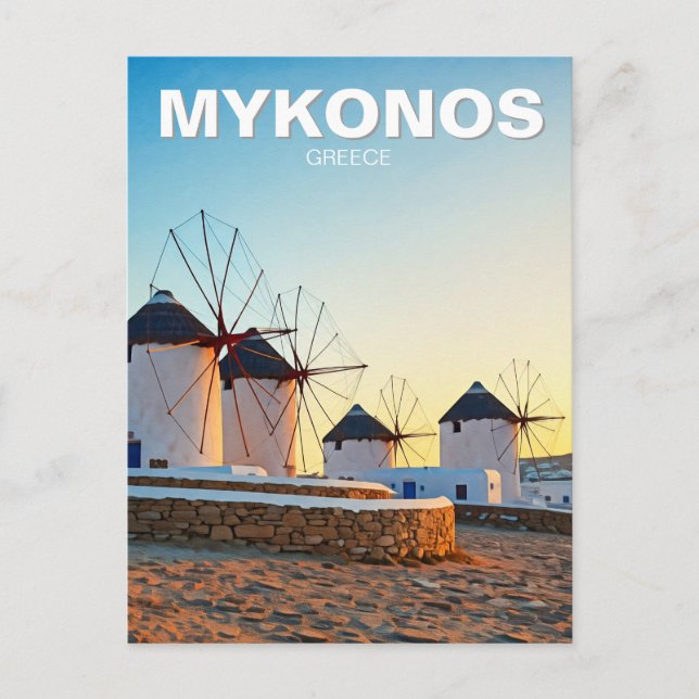 Carte Postale Moulins à vent à Mykonos Grèce Cyclades Voyage (Devant)