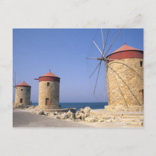 Carte Postale Moulins à vent célèbres de Rhodes Grèce