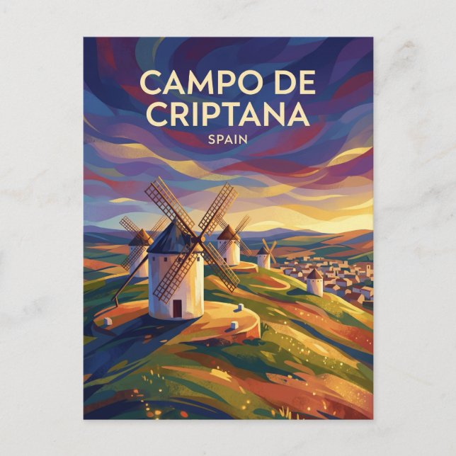 Carte Postale Moulins à vent de Campo de Criptana Espagne (Devant)