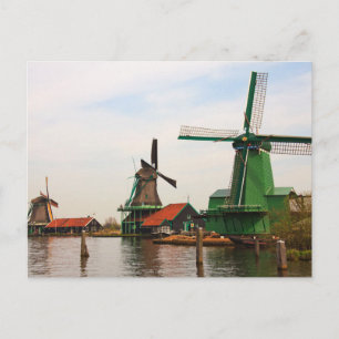 Carte Postale Moulins à vent hollandais, Zaanse Schans.