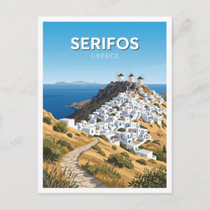 Carte Postale Moulins de Chora, Serifos Grèce Cadeau
