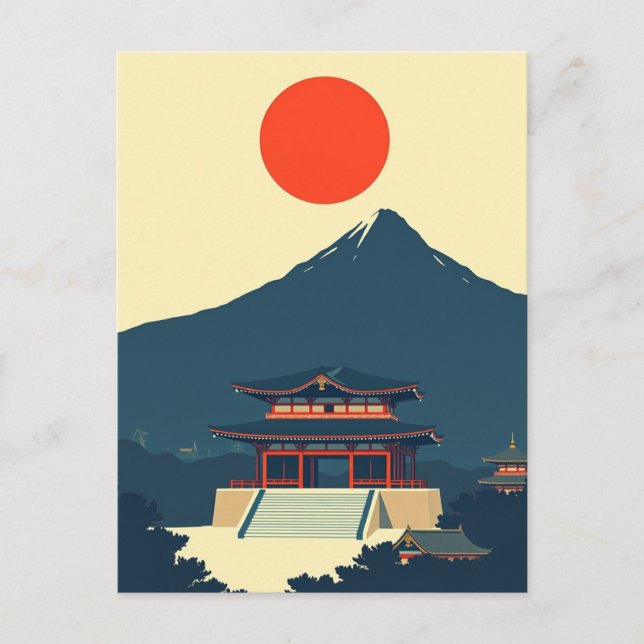 Carte Postale Mount Fuji Japan Minimalist Retro (Devant)