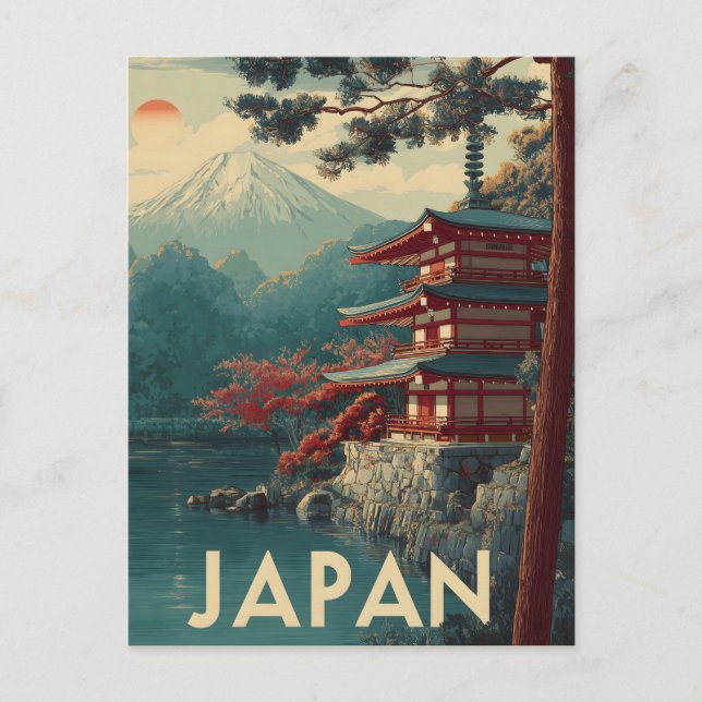 Carte Postale Mount Fuji vintage (Devant)