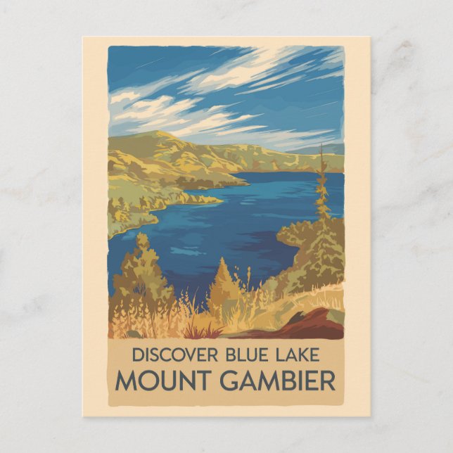 Carte Postale Mount Gambier Australie Illustration Travel Art (Devant)