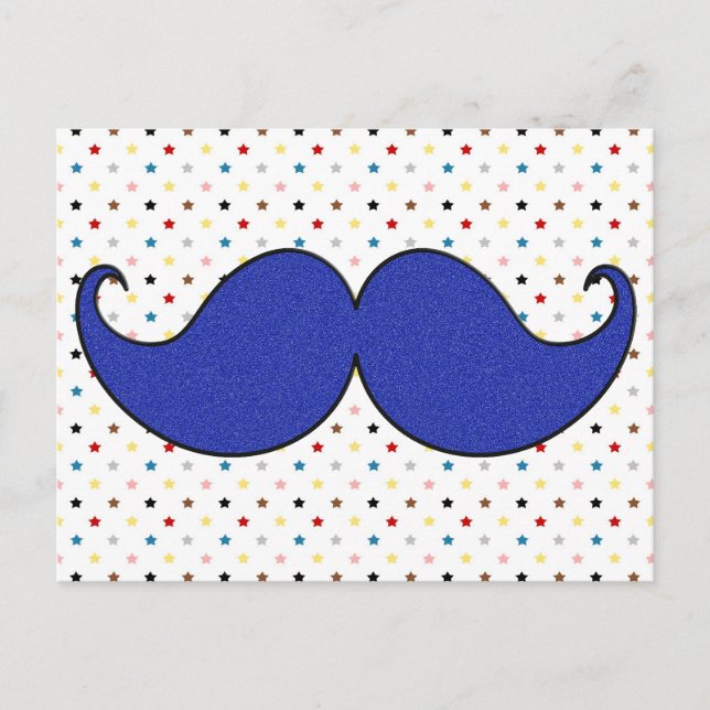 Carte Postale Moustache bleu rétro (Devant)