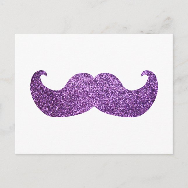 Carte Postale Moustache Bling Violet (Graphique Parties scintill (Devant)