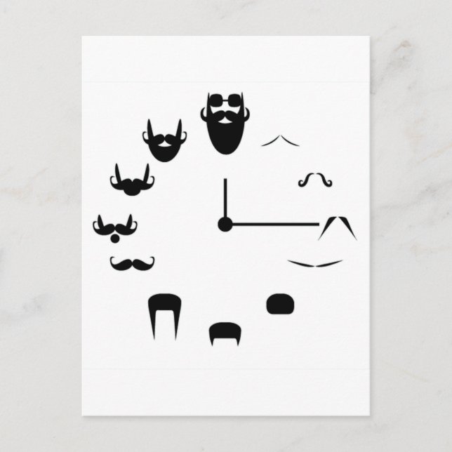 Carte Postale Moustache Clockface (Devant)