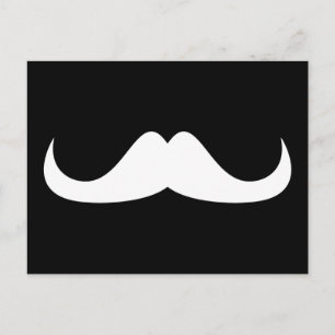 Carte Postale Moustache cool blanc Handlebar sur noir