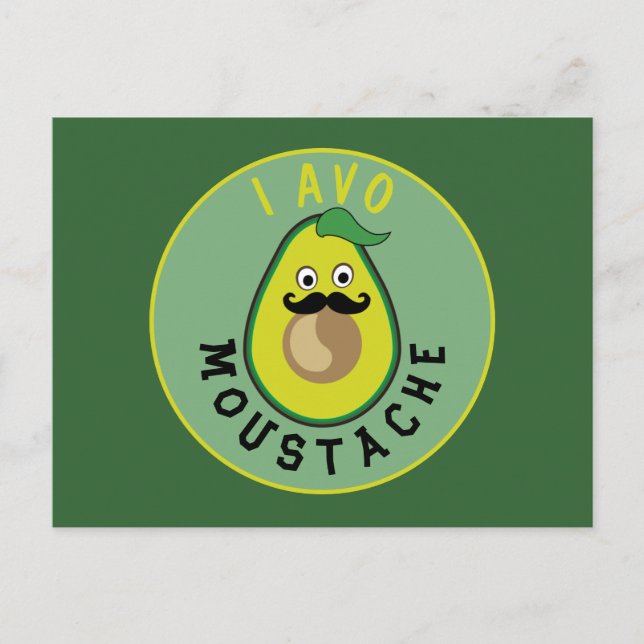 Carte Postale Moustache d'avocat drôle vert (Devant)