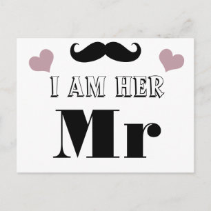 Carte Postale Moustache Mariage Photo Prop Je suis elle Mr.