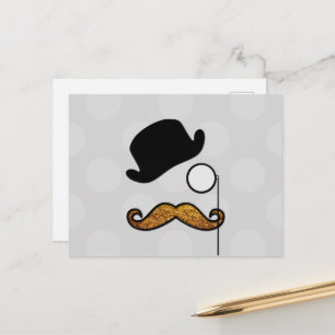 Carte Postale Moustache, Moustache, Stache, Monocle, Casquette B
