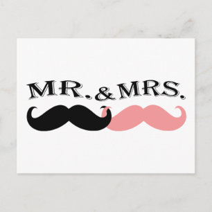 Carte Postale Moustache noire et rose vintage
