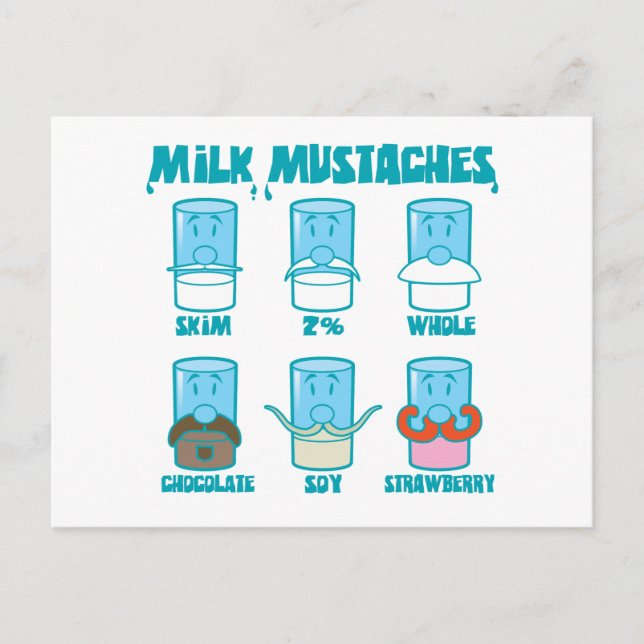 Carte Postale Moustaches de lait (Devant)