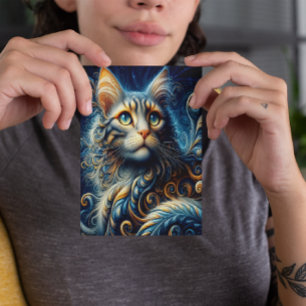 Carte Postale Moustaches et Saphir : Le Regard Bleu d'un Chat