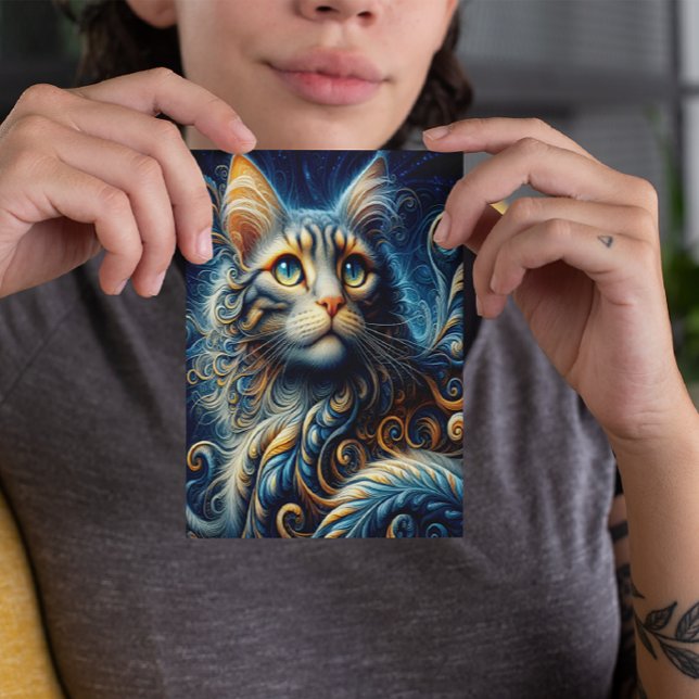 Carte Postale Moustaches et Saphir : Le Regard Bleu d'un Chat (Créateur téléchargé)